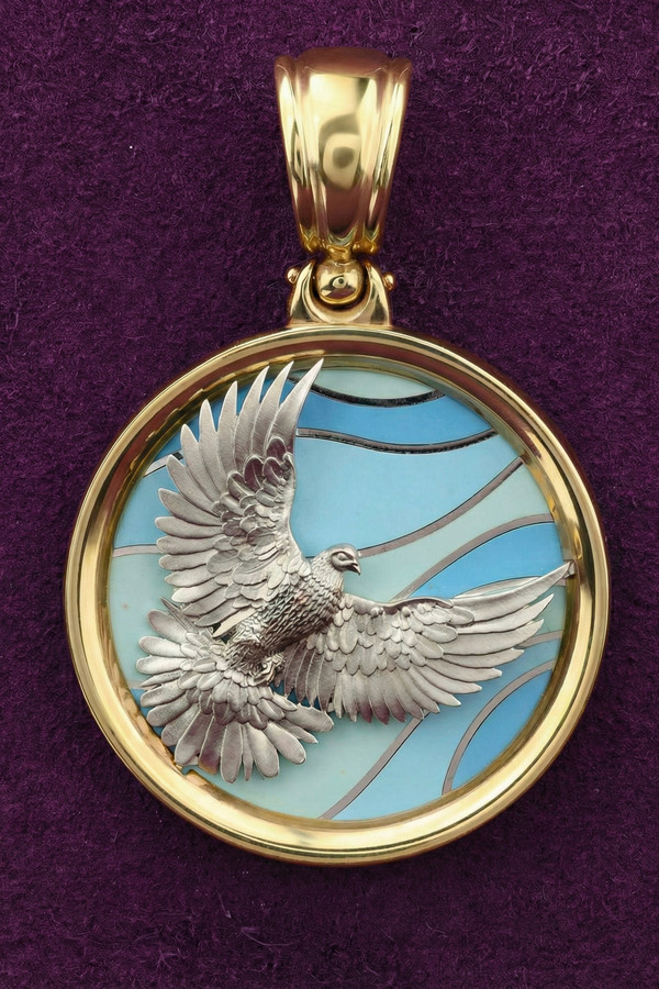 Подвеска из лимонного золота c эмаль