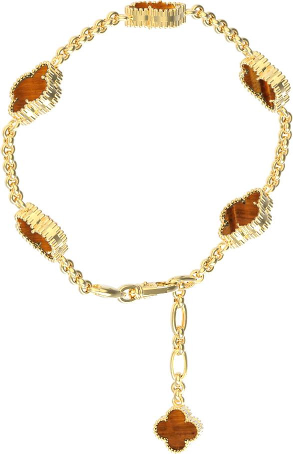 Браслет из лимонного золота c тигровым глазом