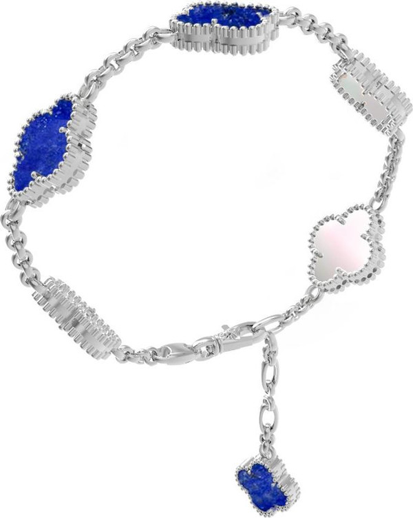 Браслет из белого золота c лазуритом и перламутром