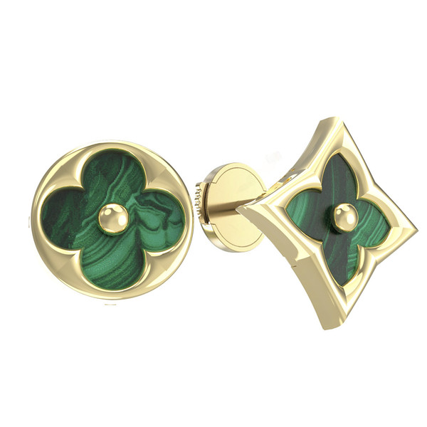 Серьги из лимонного золота c малахитом