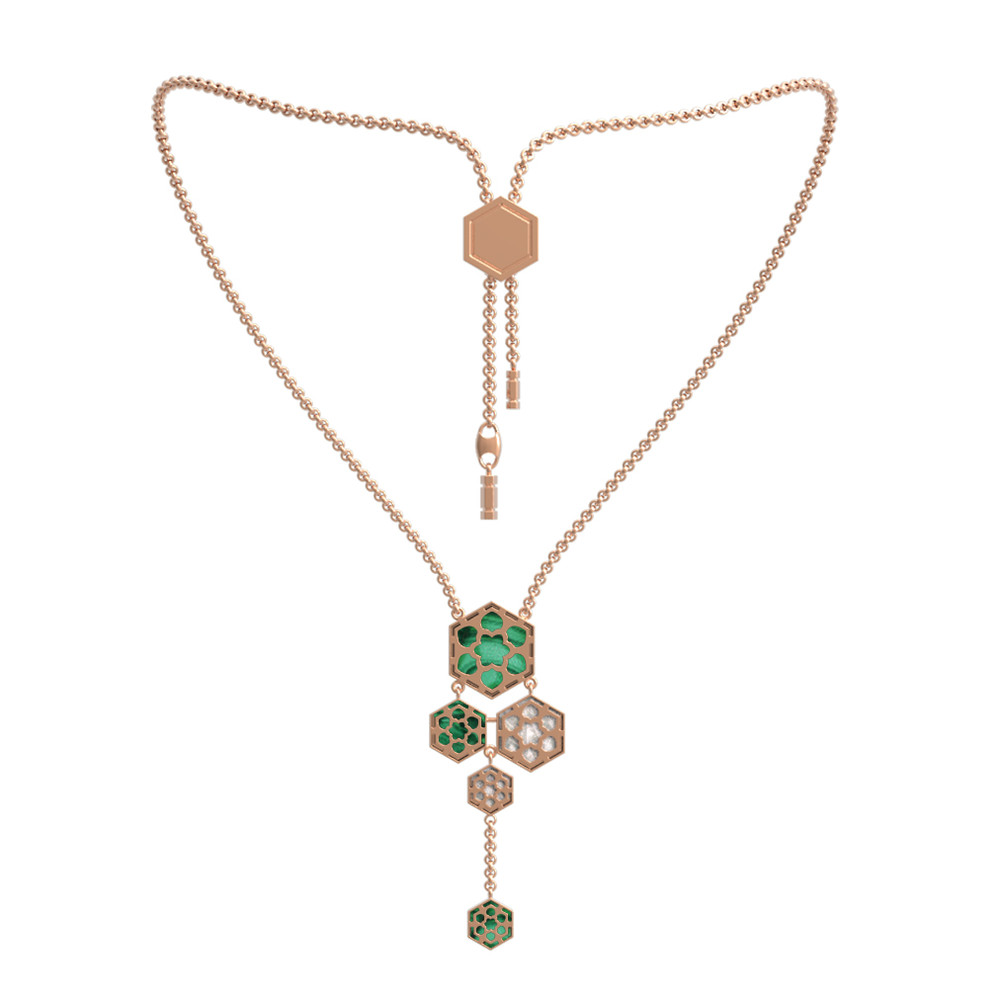 Колье из золота c малахитом и перламутром