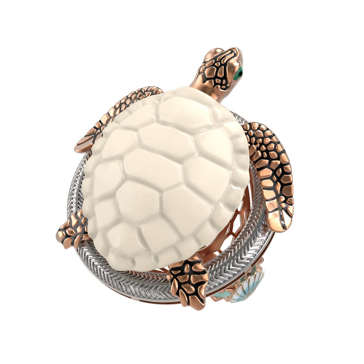 Кольцо из золота c эмаль и бивнем мамонта