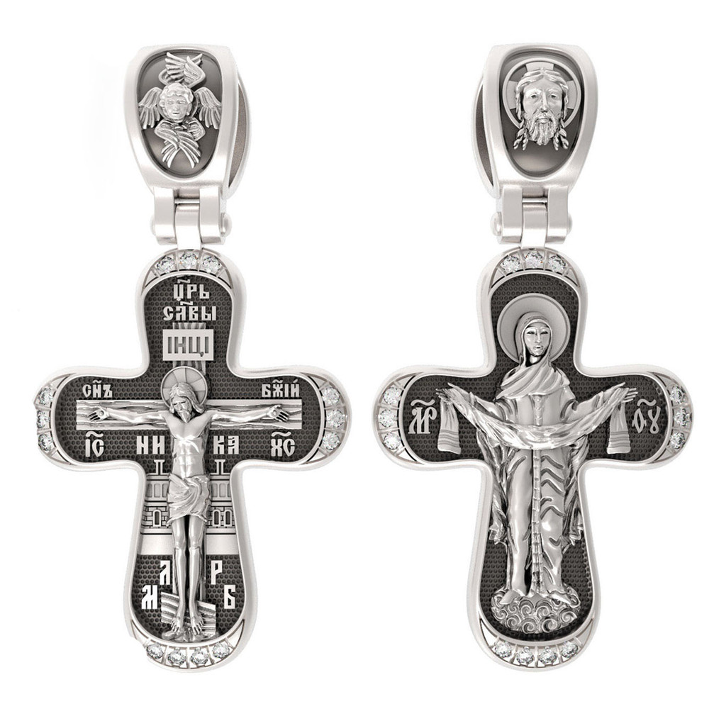 Крест из белого золота c бриллиантами