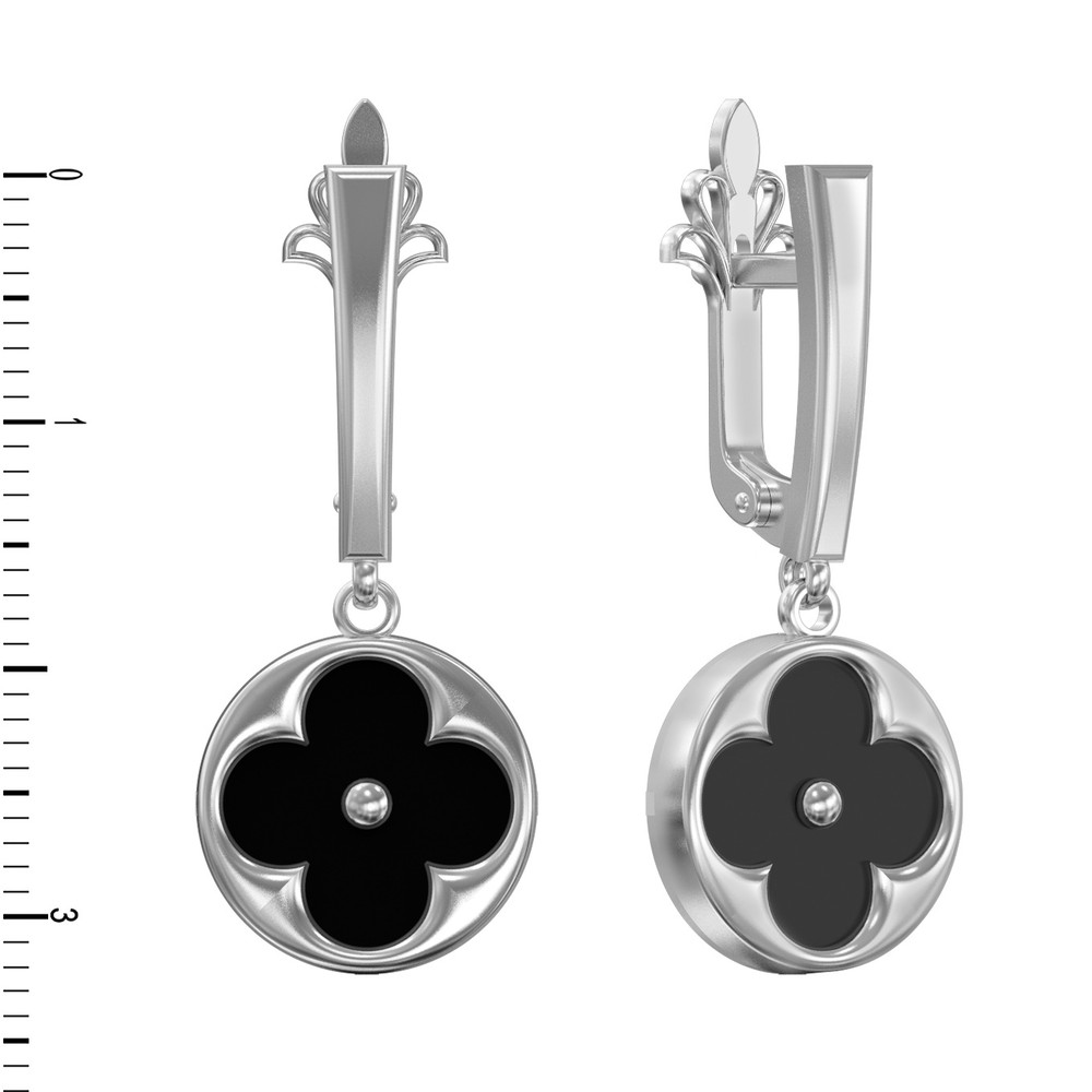 Серьги из белого золота c ониксом