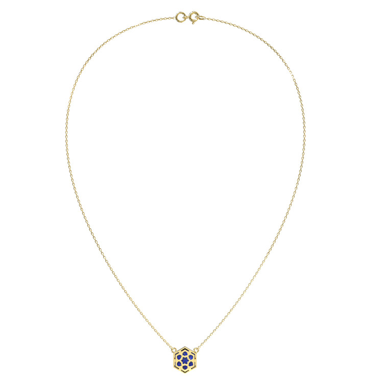 Колье из лимонного золота c лазуритом