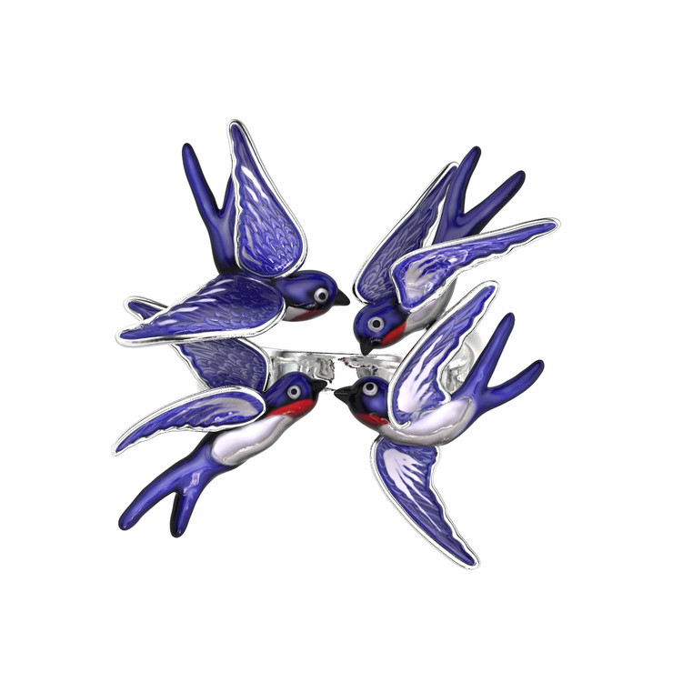 Кольцо из белого золота c эмаль