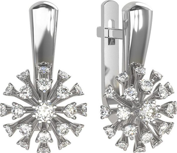 Серьги из белого золота c бриллиантами