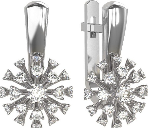 Серьги из белого золота c бриллиантами