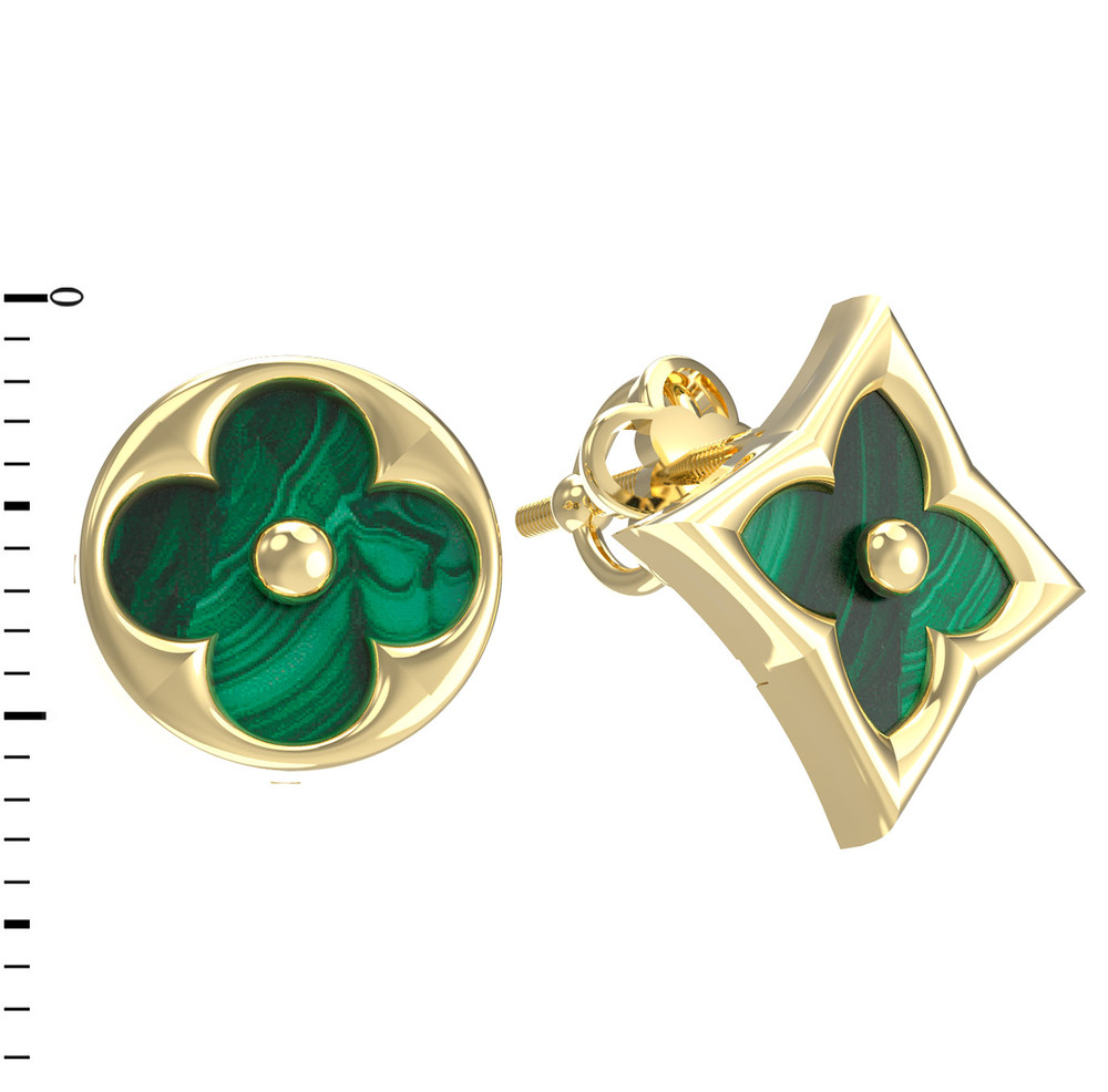 Серьги из лимонного золота c малахитом