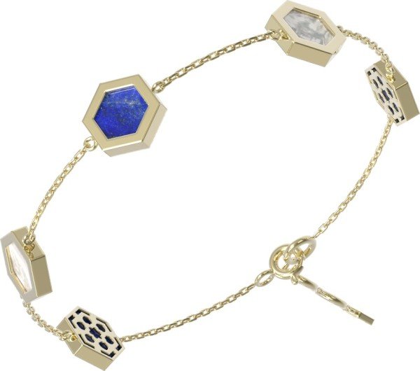 Браслет из лимонного золота 585 пробы c лазуритом и перламутром