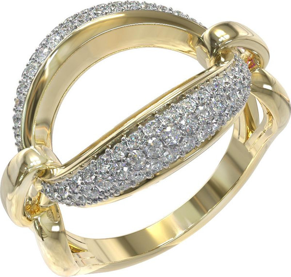 Кольцо из лимонного золота c бриллиантами