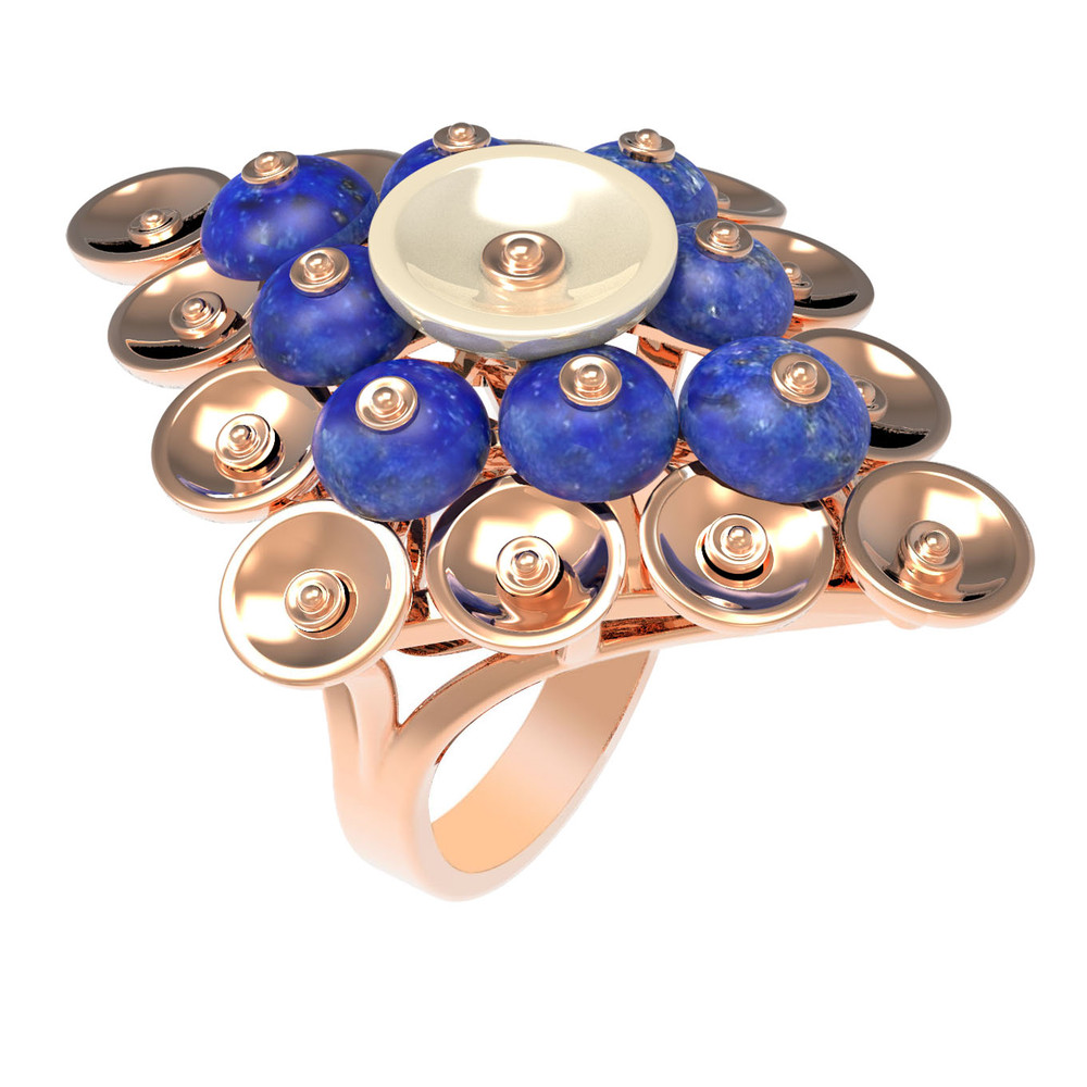 Кольцо из золота c лазуритом и перламутром