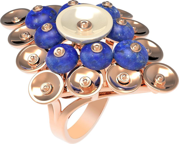 Кольцо из золота c лазуритом и перламутром