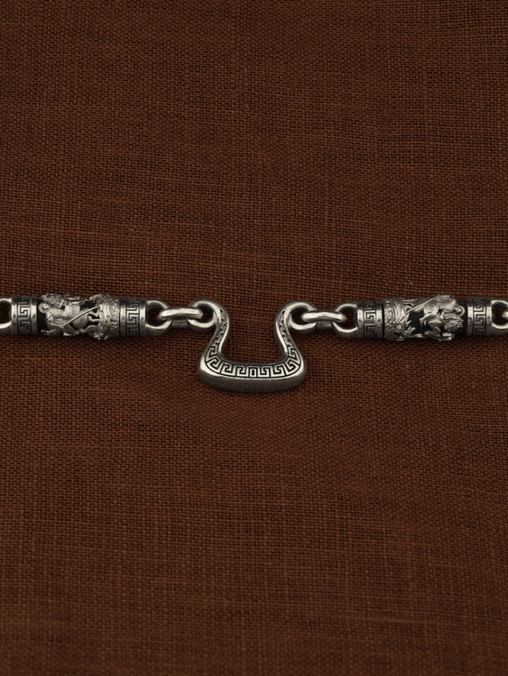 Цепь из белого золота c эмаль и эбеновым деревом