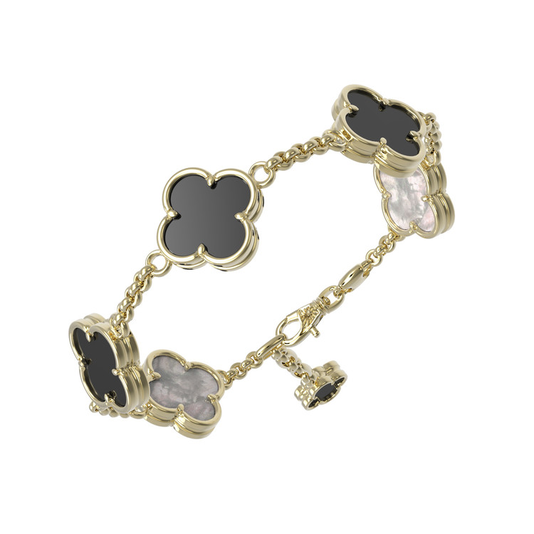 Браслет из лимонного золота c ониксом и перламутром