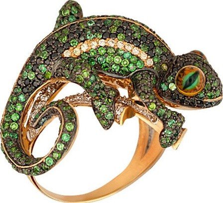 Кольцо из золота c эмалью и фианитом