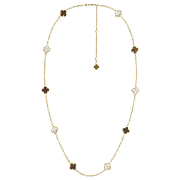 Колье из лимонного золота c тигровым глазом и перламутром