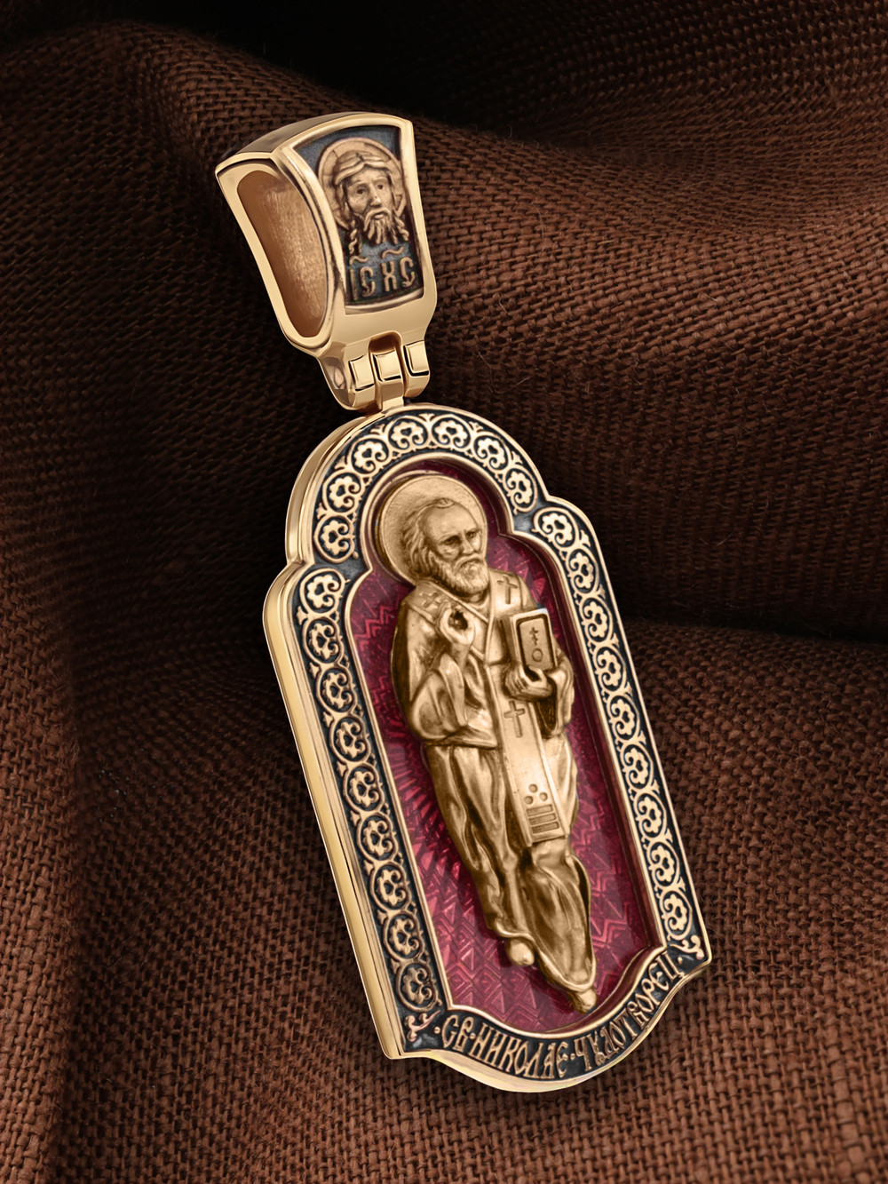 Образок из золота c эмаль