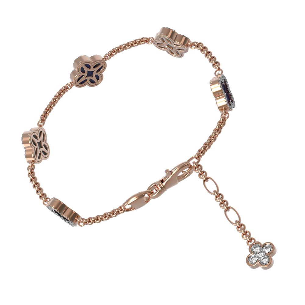 Браслет из золота c бриллиантами, лазуритом и перламутром