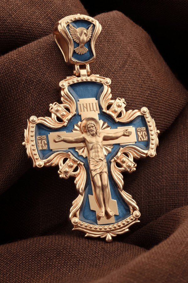 Крест из золота c эмаль