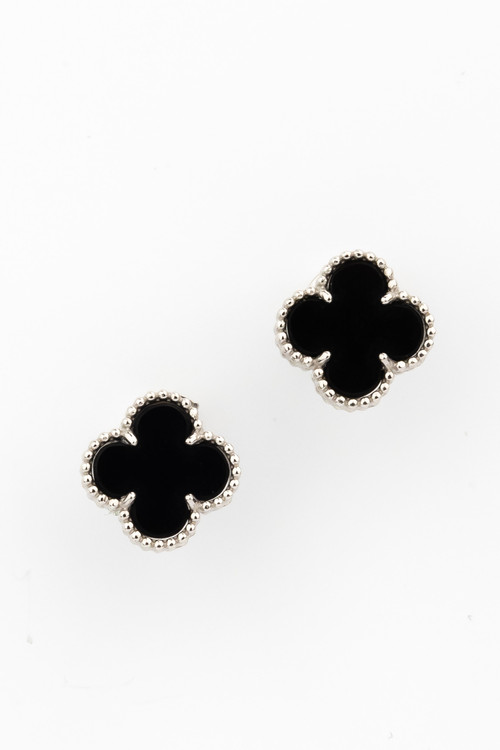 Серьги из белого золота c ониксом