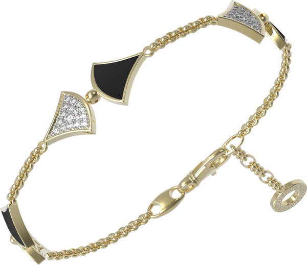 Браслет из лимонного золота c бриллиантами и ониксом