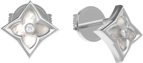 Серьги из белого золота c бриллиантами и перламутром