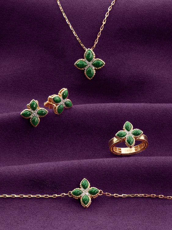 Колье из золота c бриллиантами и малахитом