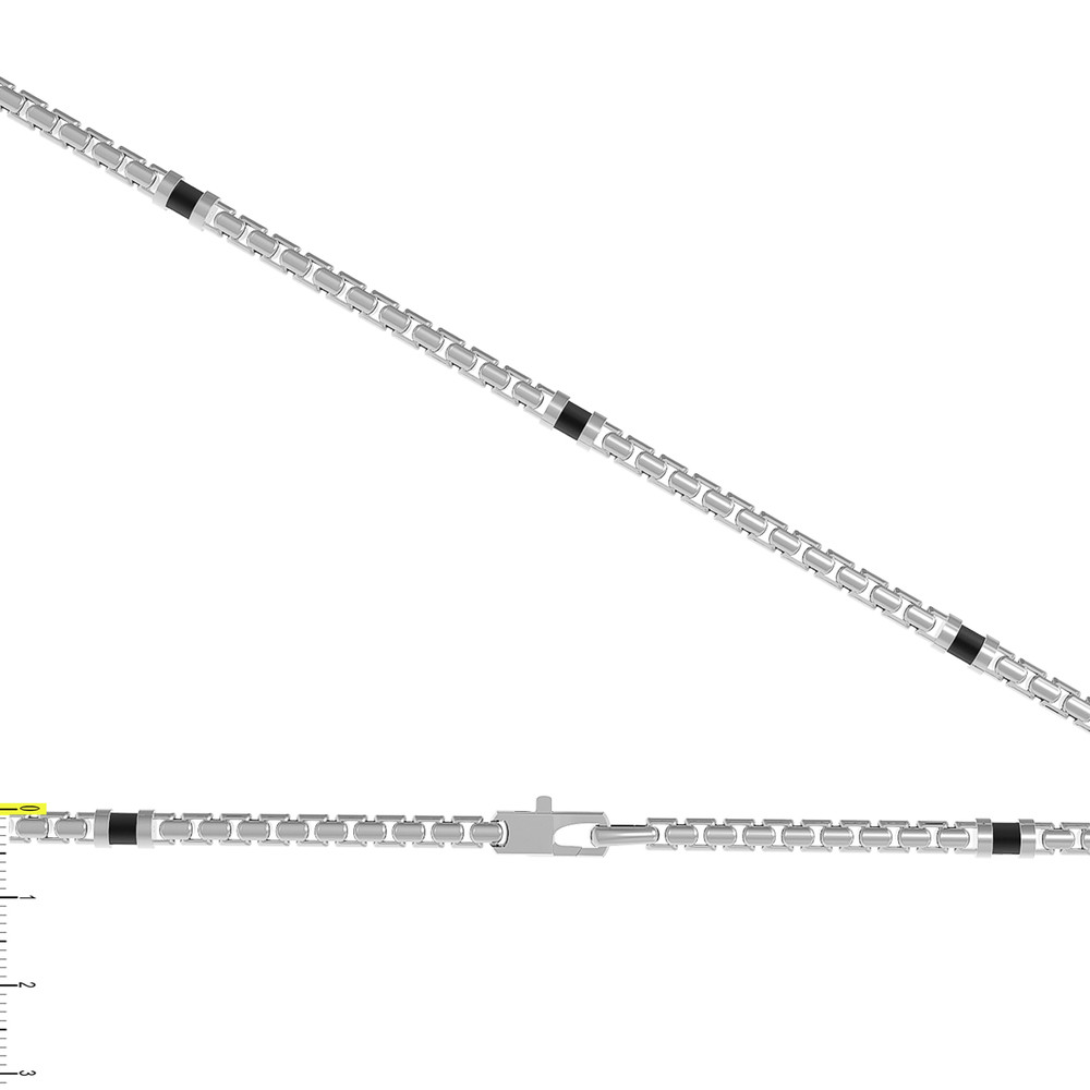 Цепь из белого золота c ониксом