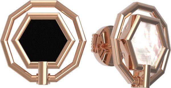 Серьги из золота c ониксом и перламутром