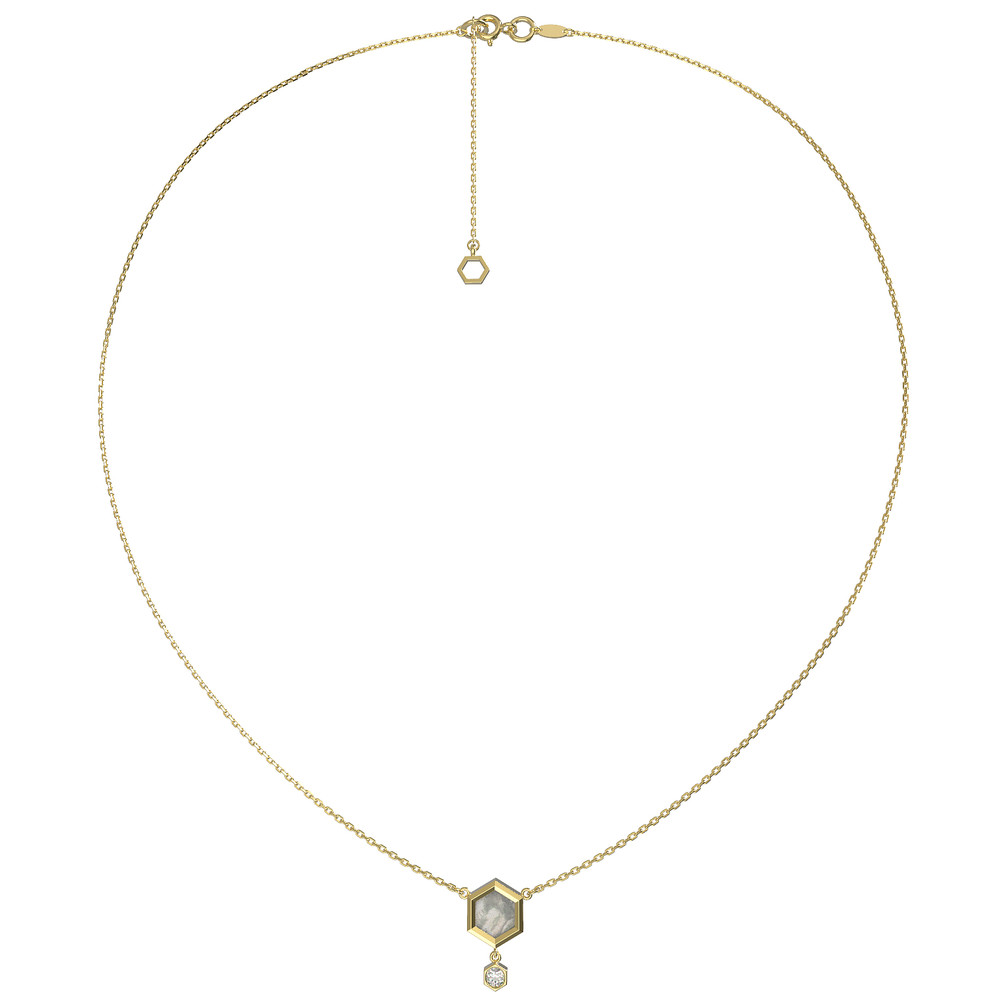 Колье из лимонного золота c бриллиантами и перламутром