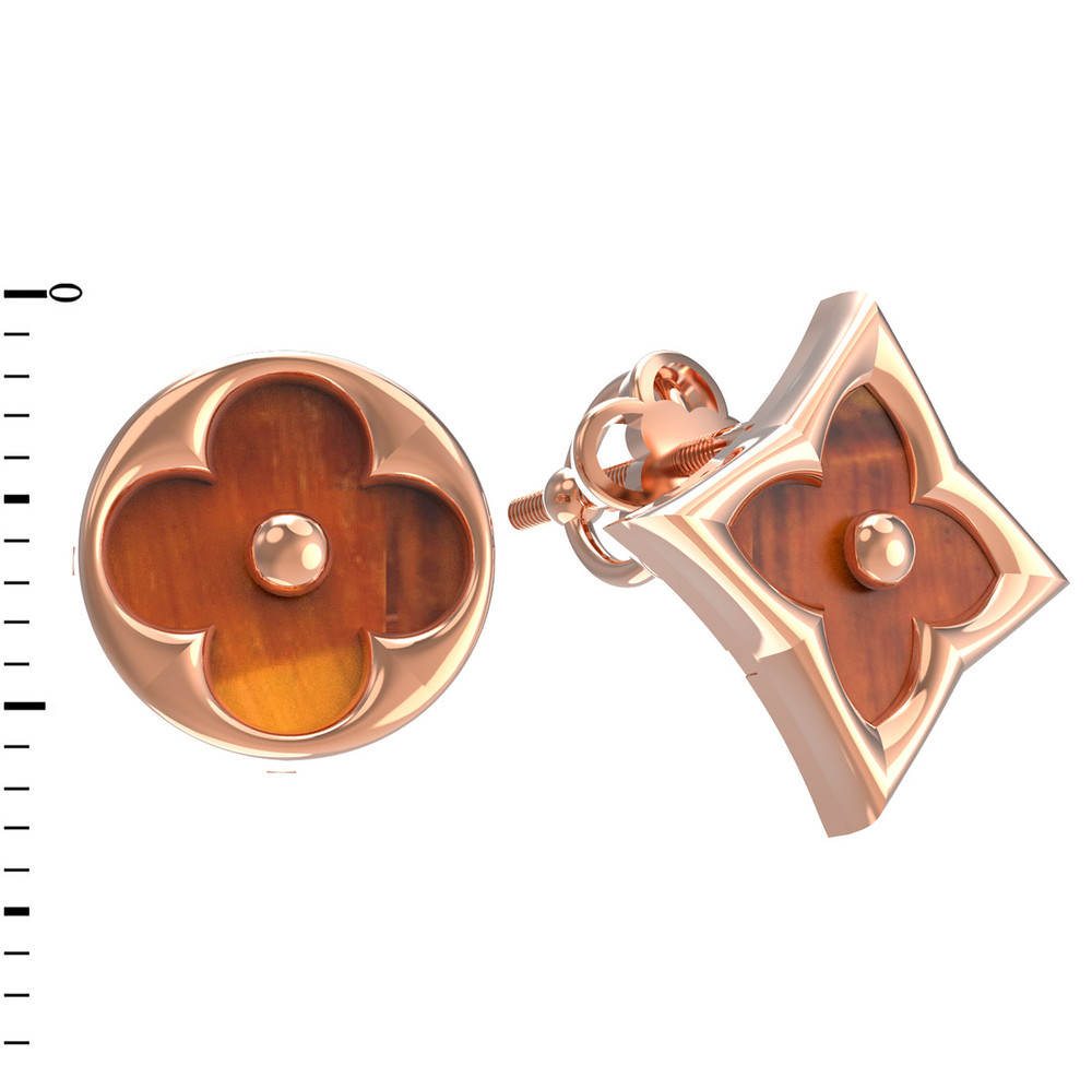 Серьги из золота c тигровым глазом