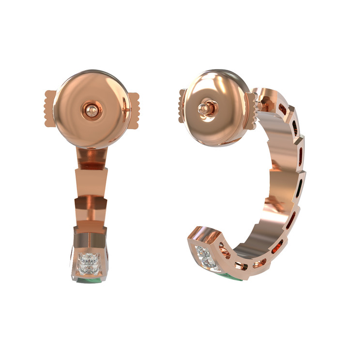 Серьги из золота c бриллиантами и малахитом