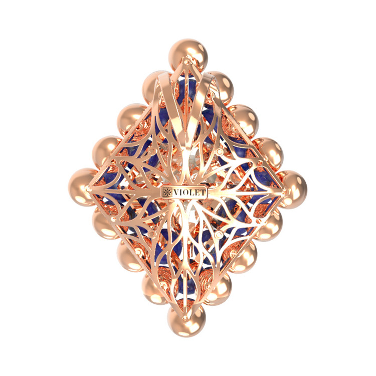 Подвеска из золота c лазуритом и перламутром