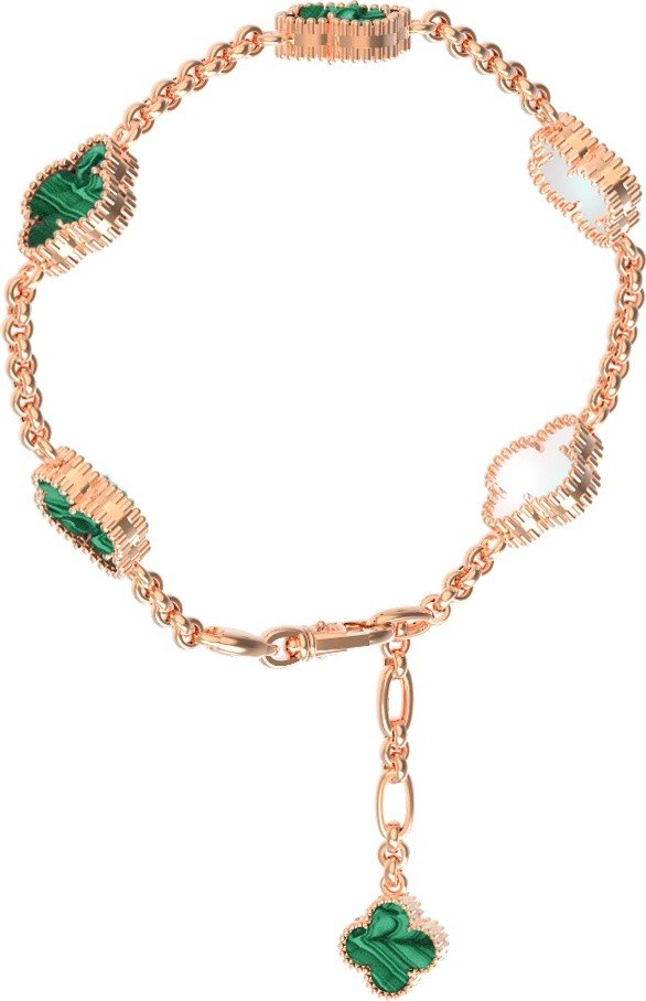 Браслет из золота c малахитом и перламутром