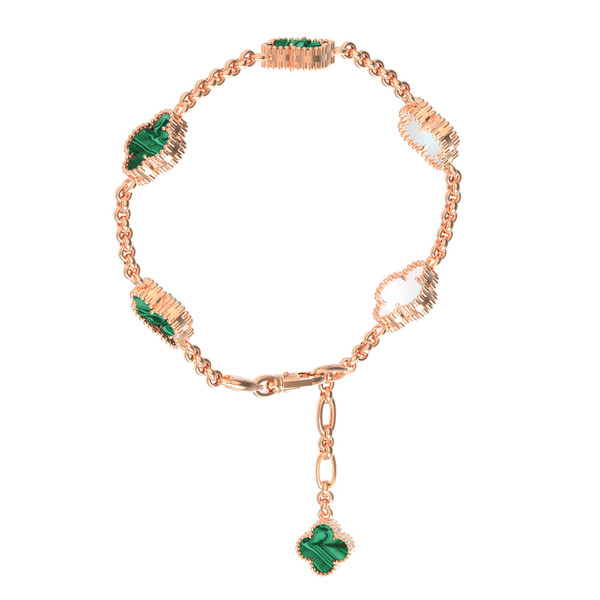 Браслет из золота c малахитом и перламутром