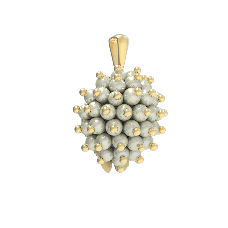 Подвеска из лимонного золота c эмаль и жемчугом