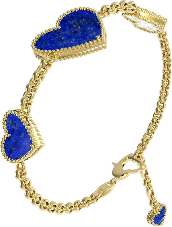 Браслет из лимонного золота c лазуритом и перламутром