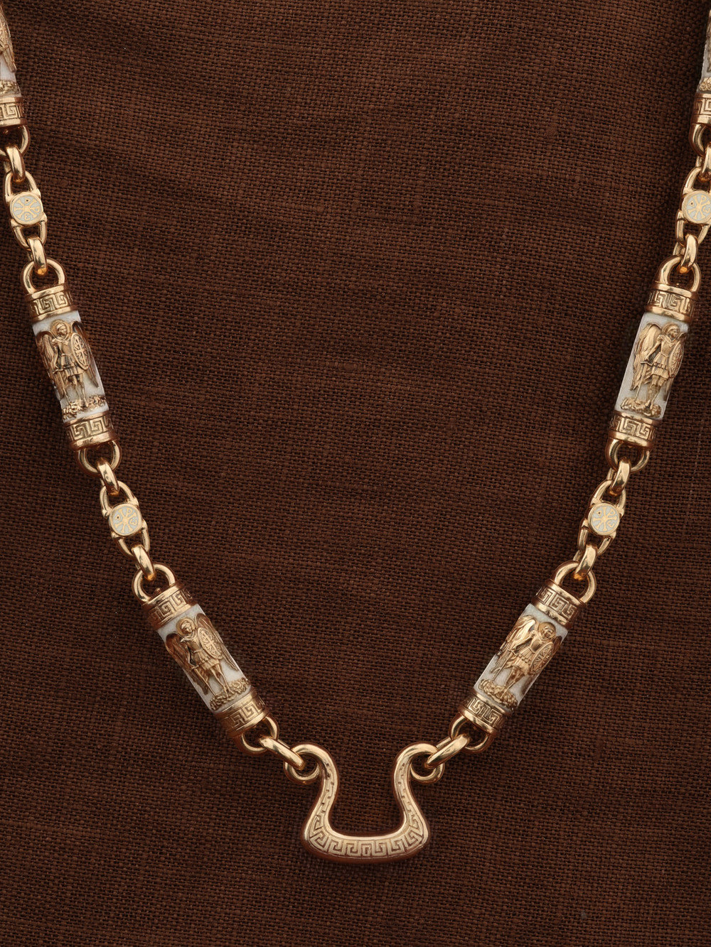 Цепь из золота c эмаль и бивнем мамонта