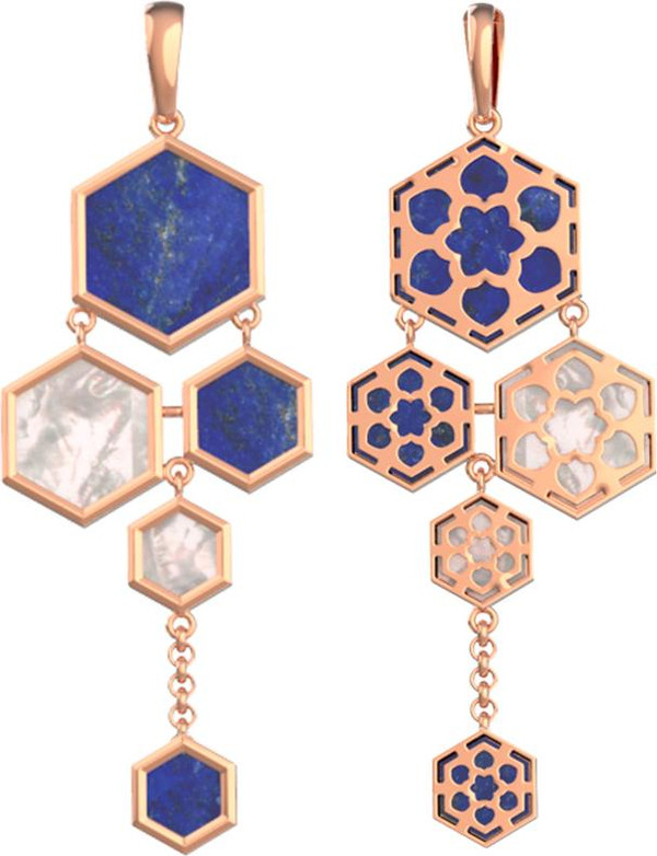 Подвеска из золота c лазуритом и перламутром