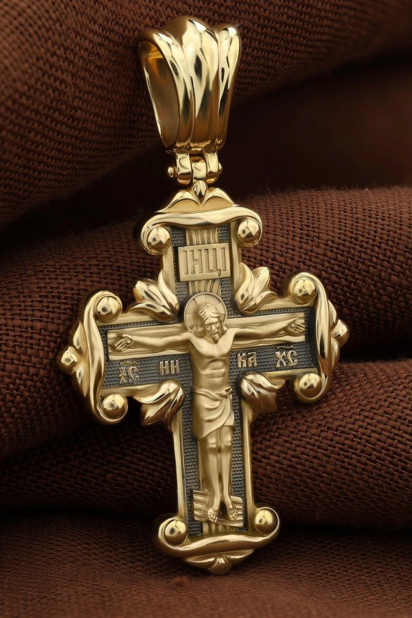 Крест из лимонного золота 585 пробы