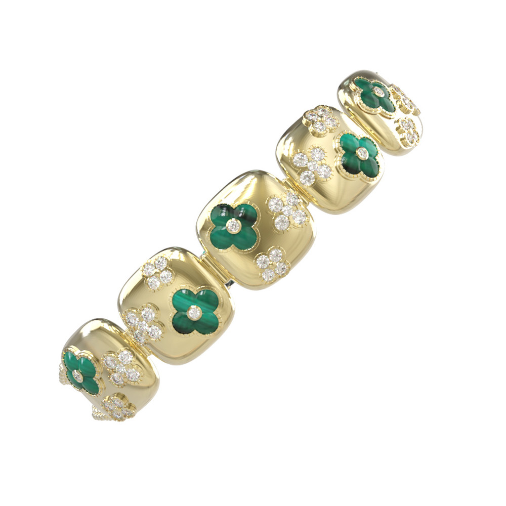 Браслет из лимонного золота c бриллиантами и малахитом