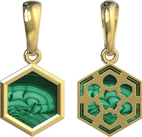 Подвеска из лимонного золота c малахитом
