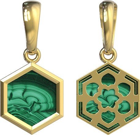 Подвеска из лимонного золота c малахитом