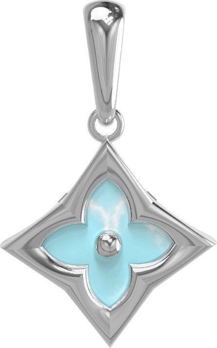 Подвеска из белого золота 585 пробы c бирюзой