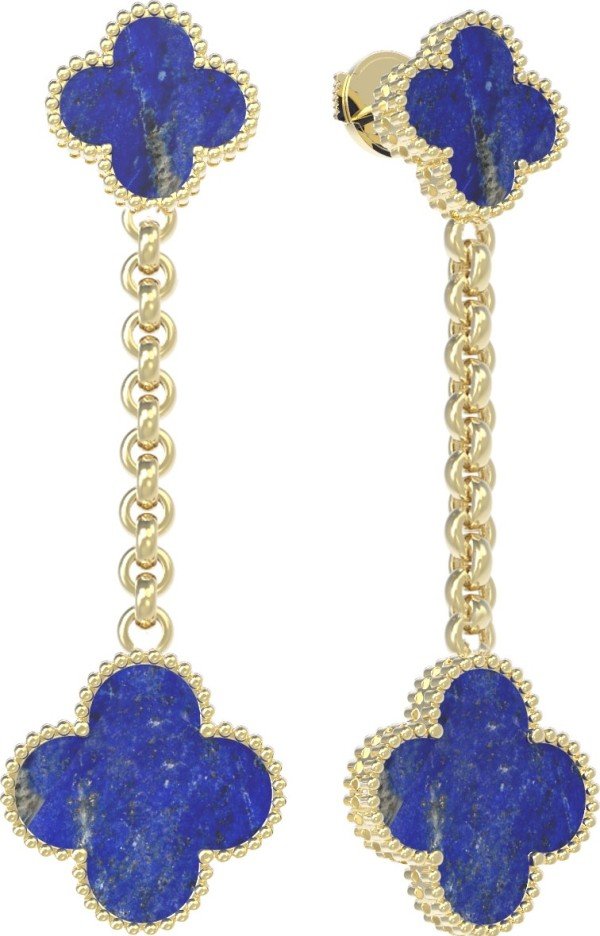 Серьги из лимонного золота c лазуритом