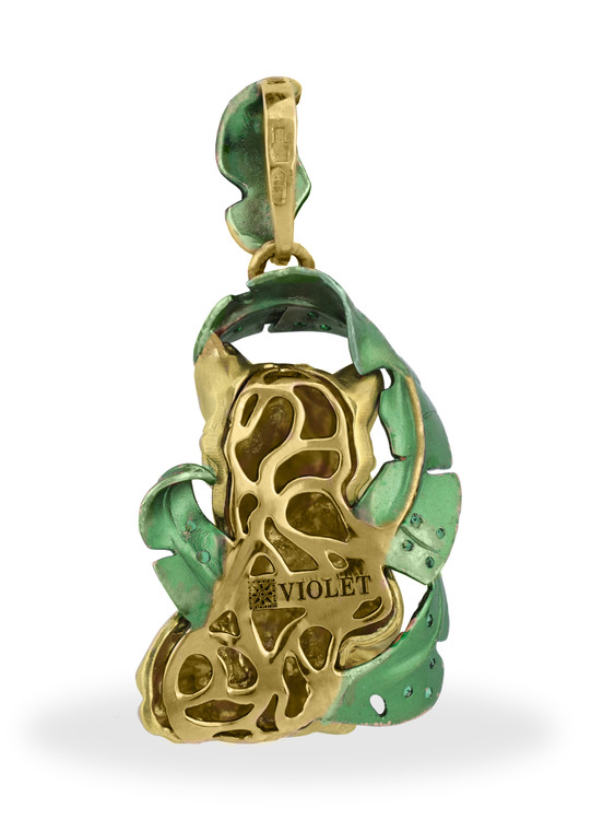 Подвеска из лимонного золота c эмалью и изумрудом