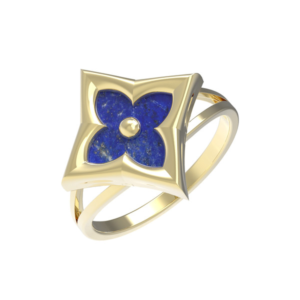 Кольцо из лимонного золота c лазуритом