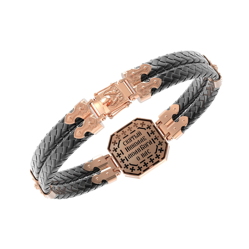 Браслет из золота c шнурком и ониксом