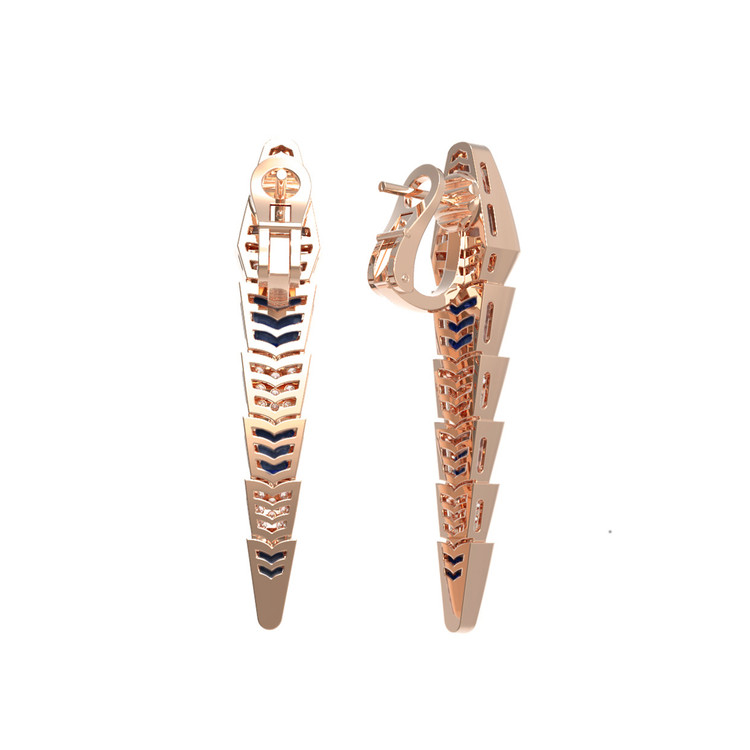 Серьги из золота c бриллиантами и лазуритом